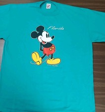 Vintage Disney Mickey Mouse T-shirt Teal Blue Florida Shirt Size XL