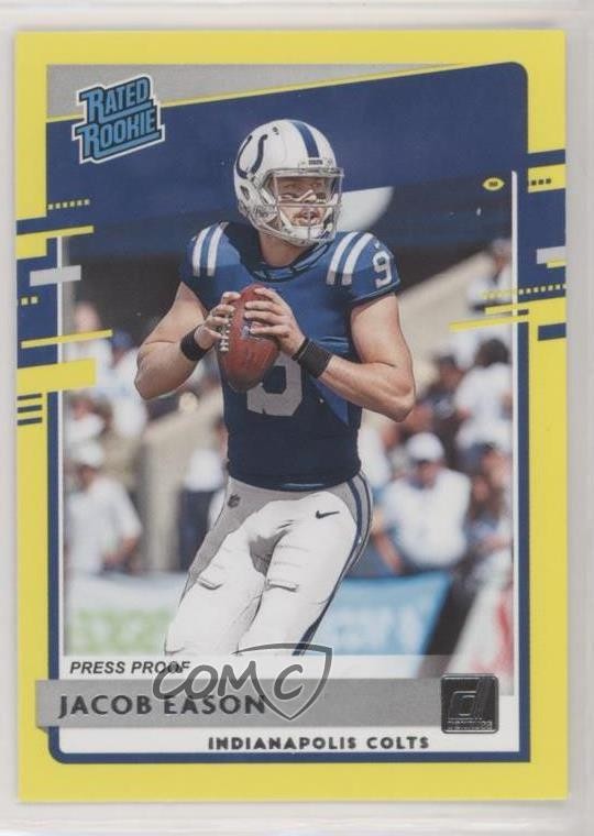 2020 Donruss Rated Dollar Tree Press Proof Yellow Jacob Eason #312 Rookie RC 4z8