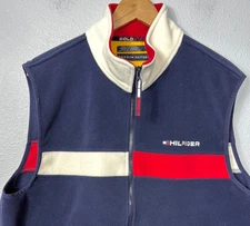 Vintage Y2K Tommy Hilfiger Men's Large Vest Cold Stop Classic ColorBlock Flag