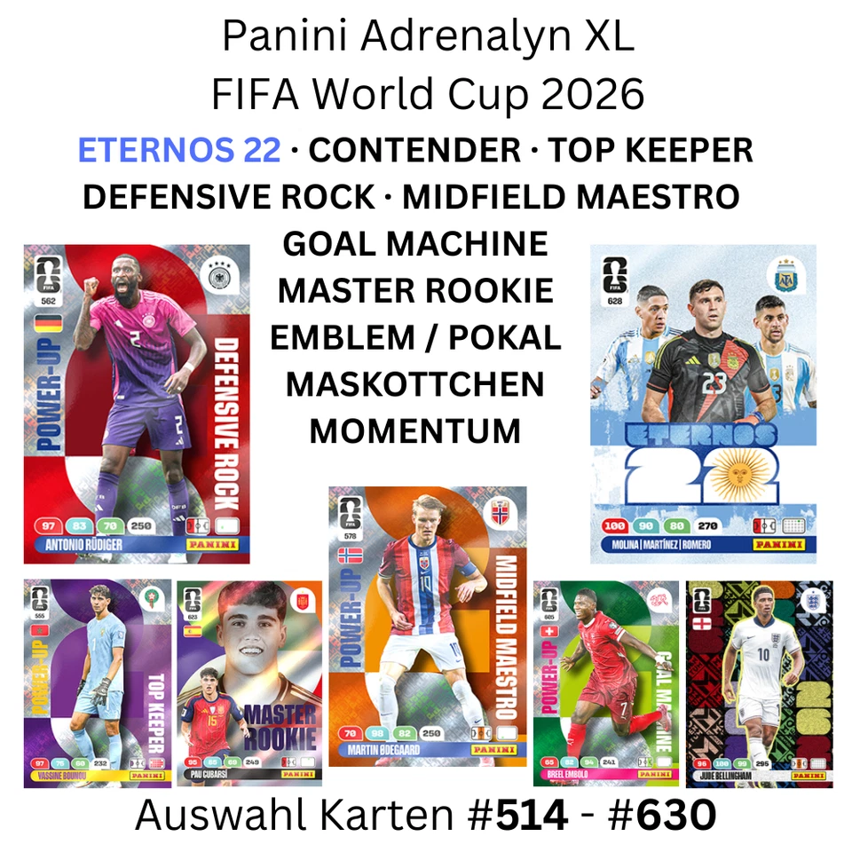 Panini Adrenalyn XL FIFA World Cup 2026 WM Sammelkarten #514 - #630 aussuchen - Bild 1 von 1