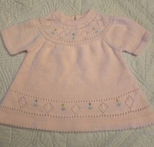 Vintage Novelty Knit Pink Baby Dress Sweater Size Infant 6 - 9 Months 21 - 29 Lb