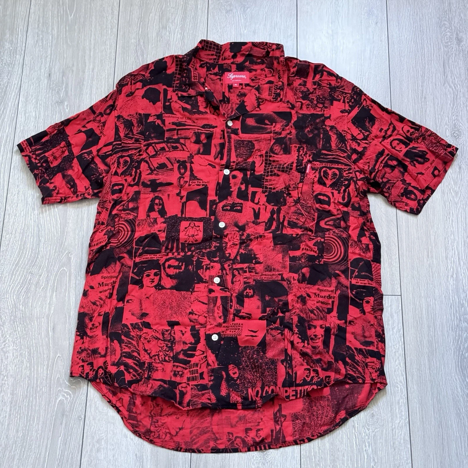 Chemise boutonnée Supreme Rayon Vibrations rouge taille XL SS18