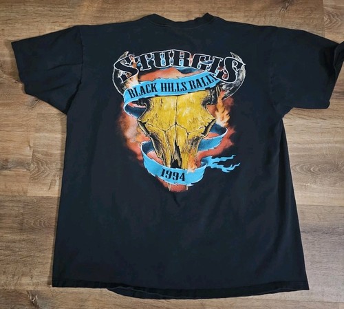 Vintage 3D Emblem Sturgis Skull Black Hills Rally Single Stitch T-shirt X Large - Picture 6 of 7