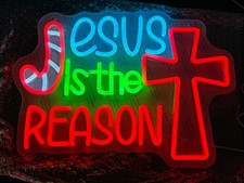 JESUS Neon Sign Weihnachten Wandbehang Leuchtreklame Nachtlicht Dimmbar NEU