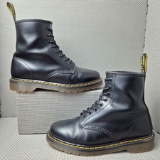Dr Martens 1460 Boots UK 8 Smooth Matte Black Leather Yellow Stitch Docs DM