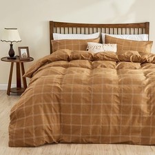100 Natural Cotton Full Duvet Cover Set, 3pcs Plaid Duvet Full 80" 90" 0405