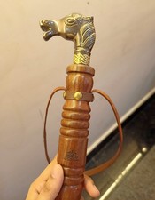 Solid Brass Hound Face Shoe Horn 22" Long Handle Handmade Dog Dressing Aid