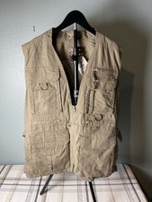 Vintage Cabelas Vest Mens L Beige Safari Series Tactical Fishing Photography NOS