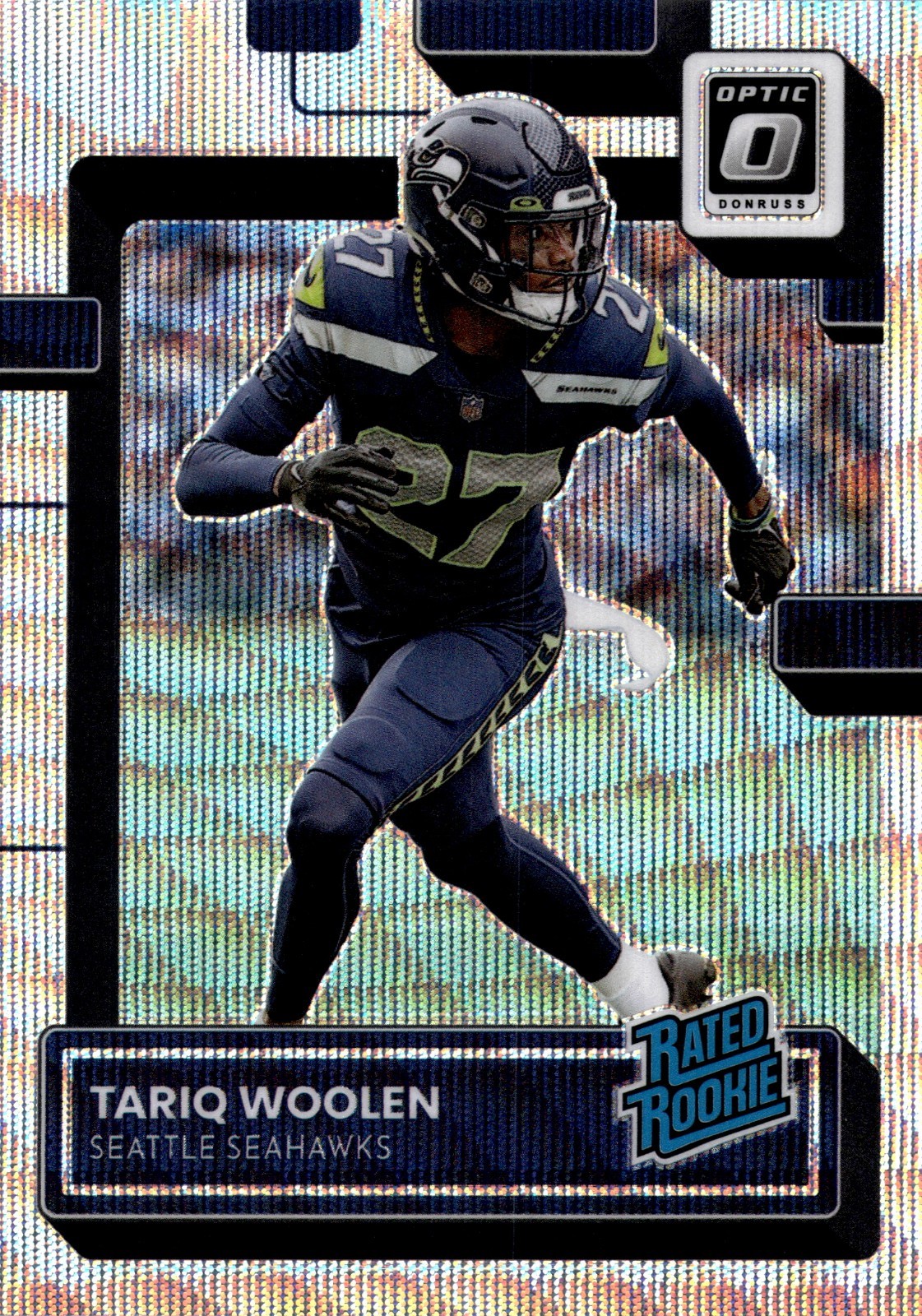 2022 Panini Donruss Optic Premium Wave Holo Prizm RC /300 #298 Tariq Woolen