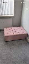 Pink Fabric Ottoman Fold Out Guest Bed