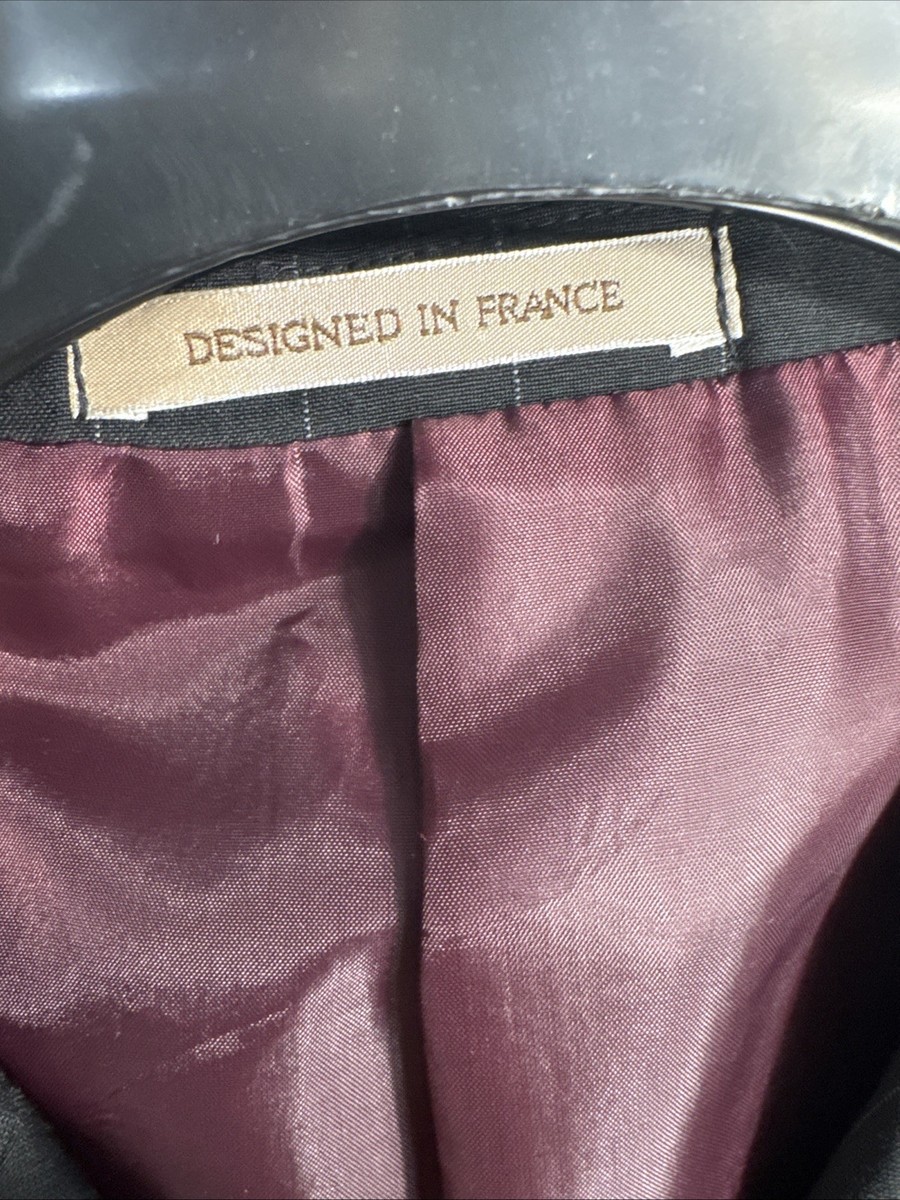 Franco Valentino 44R 2 Piece Suit Black Pinstripe 38x30.5 Three 3