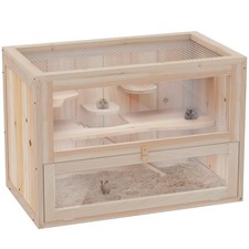 PawHut 2 Levels Wooden Hamster Cage Mice Rodents Hutch Small Animals