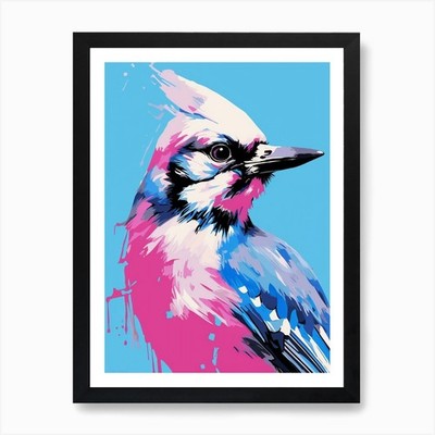Andy Warhol Stil Vogel Blue Jay 4 A gerahmtes Wandbild Poster Leinwanddruck Bild