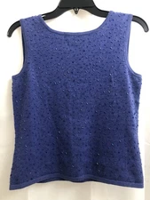 VINTAGE URCHIN BY MARK EISEN SILK AND CASHMERE KNIT BEADED TANK TOP SIZE S