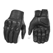 Updated Goatskin Leather Motorcycle Gloves Men Touchscreen Anti-Slip Motorbik...