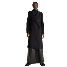 NWOT Quince Women’s L Black Italian Wool Double-Breasted Coat $190 Preppy Retro