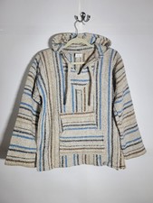 Artesanias Mexican Baja Hoodie Pullover Shirt Striped Size Medium