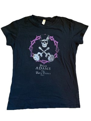 Bryan Adams Concert Tee Bare Bones Tour Black Womens T-Shirt Size Large Fitted