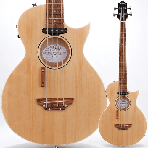 Hollow Body Electric Bass Guitar Mahogany Spruce Pau Ferro Short Scale