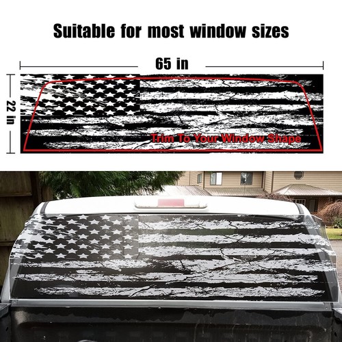Rear Window Distressed USA Flag Perforated Sticke Decalr Truck Vinyl 65''x22'' - Picture 2 of 12
