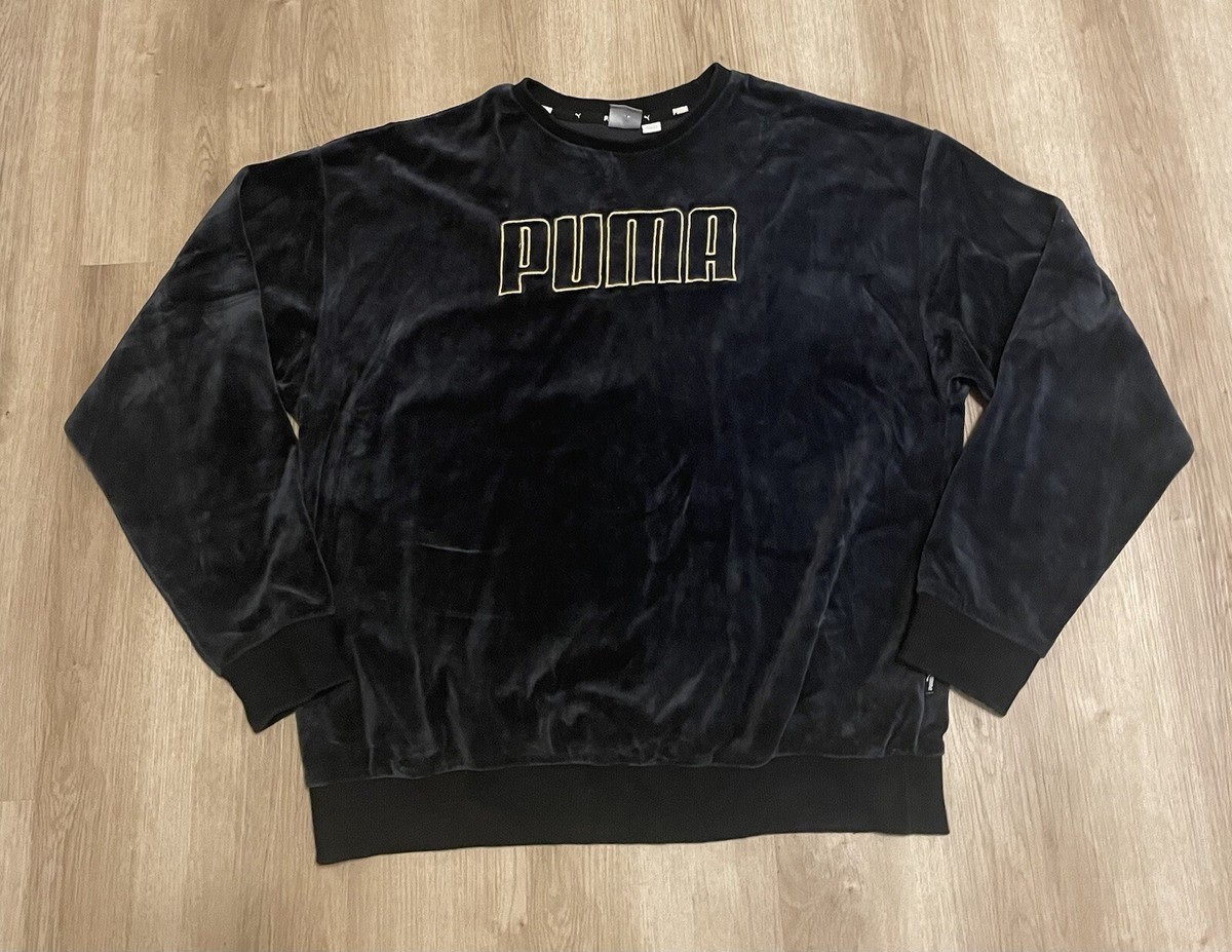 Puma Spell Out Women's Velour Crewneck Sweatshirt Logo Embroidered Large |  eBay