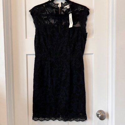 Sans Souci Womens Dress Black Bodycon Lace Overlay Sheath Large | eBay