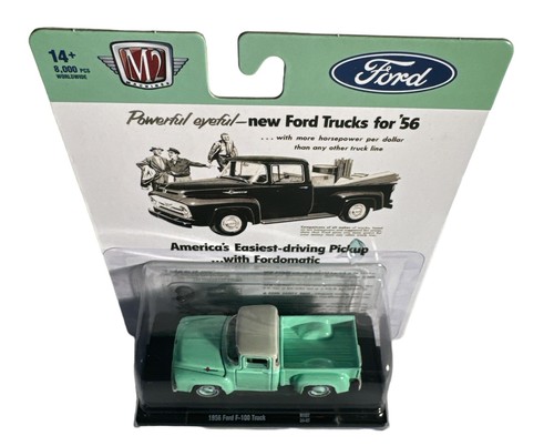 Camión Ford F-100 1956 M2 Machines 1:64 - R107 24-07, conductores automáticos, verde azulado brillante - Imagen 3 de 4