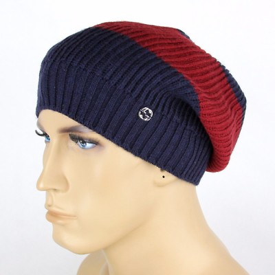 New Gucci Blue Red Blue Wool Beanie Hat Interlocking G Detail