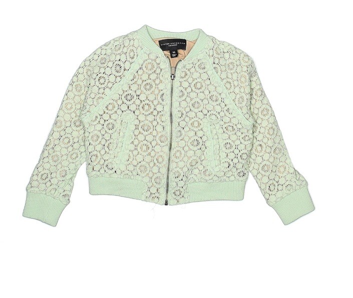 Pre-Owner Victoria Beckham Girls' Mint Lace Bomber Jacket Size XS