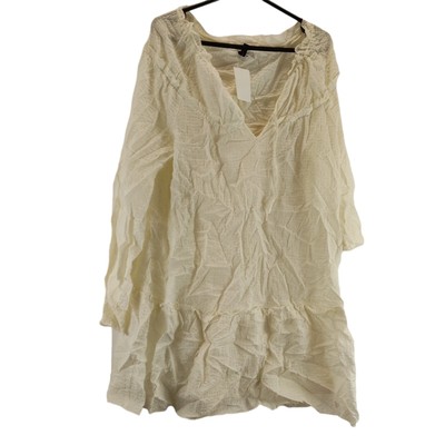 h&m divided womens dress white balloon sleeved knee length size small free pp