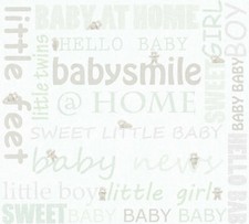4 Rollen AS Vliestapete Kinderzimmer Schriftzug Baby 35847-2-6A