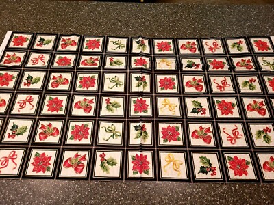  Holiday Magic Panel 23x42 Studio 8 VIP Red Poinsettias Ribbon Blocks