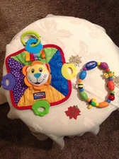 Nuby Bug-A-Loop Teether & Lion Teething/Squeaking/Crinkling Blankie
