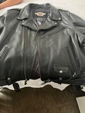 Harley Davidson Embroidered Leather Men XXXL Black 3XL Made in USA