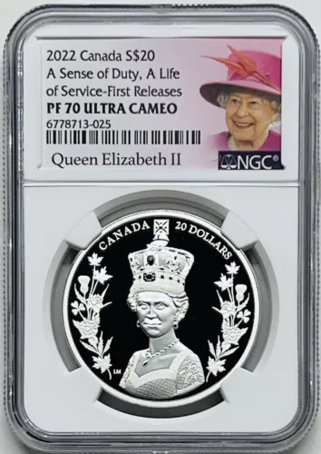 2022S $20 CANADA 1OZ A SENSE OF DUTY SILVER PROOF NGC PF70 UCAM FIRST RELEASES