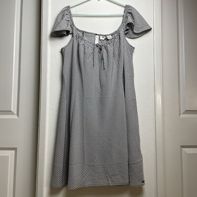 Levi s Plaid Off Shoulder Dress Women s Size 2X Black And White Scoop Neck Midi