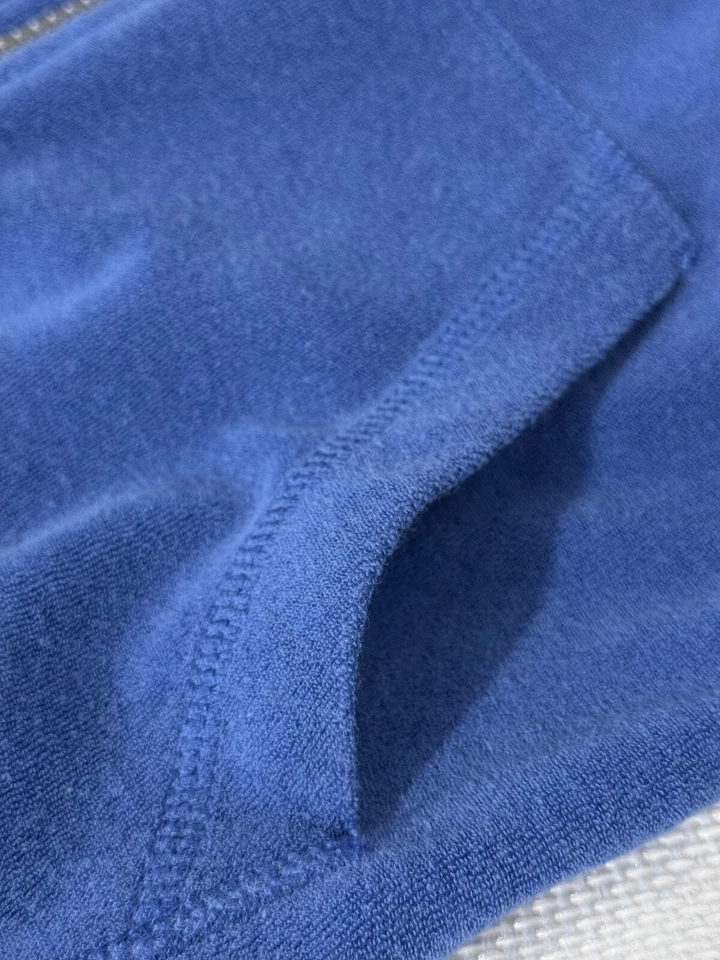 Moletom com capuz Hanna Andersson masculino 110 EUA 5 veludo azul zíper completo bolsos manga longa - Imagem 3 de 4