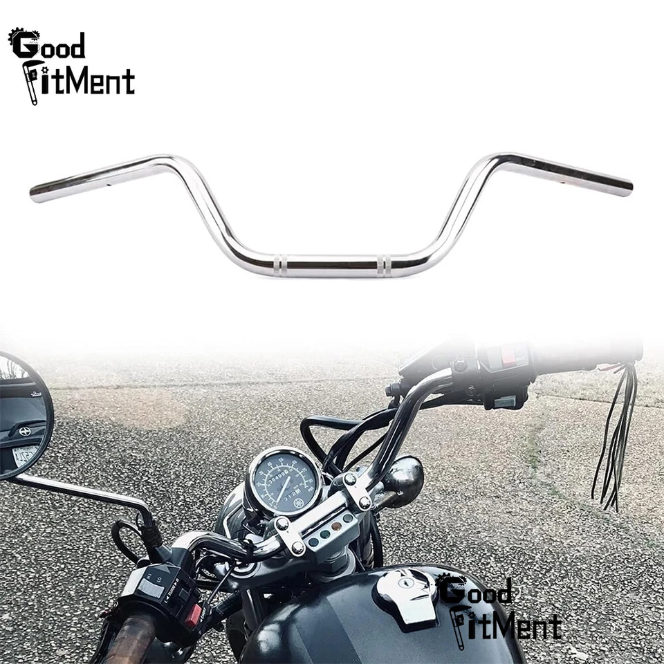 For Ducati 748 R S SPS 749 848 Motorcycle 7/8" Chrome Drag Style Bar Handlebar - Image 2 of 4