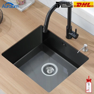 AURALUM MAX Einbauspüle Küchenspüle Edelstahl Spülbecken Spüle mit Ablaufgarnitur 50*43 cm