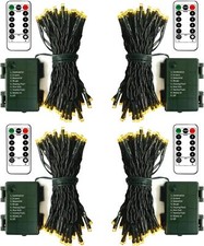 4 Pack Battery Operated String Lights 16.5 Ft Dark Green Wire 50 Led String Ligh