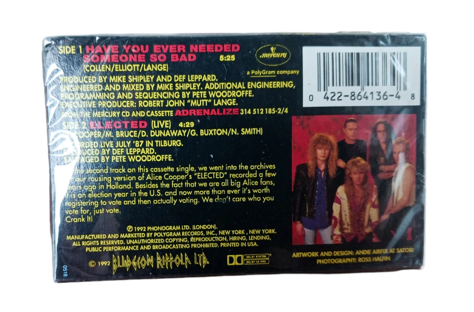 Def Leppard – Have You Ever Needed Someone So Bad Cassette Tape Single 1992 NEW - Image 2 of 3
