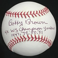 BOBBY BROWN YANKEES 4X World Series Champion SIGNED AUTOGRAPHED BALL BAS BECKETT