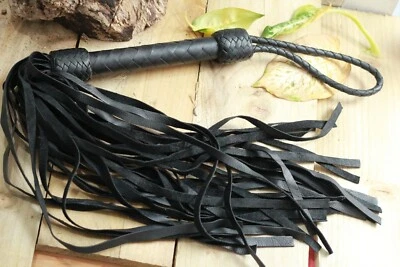 Leather Flogger Whip 40Tails Handmade Paddle Flogger Thick Genuine Leather UK