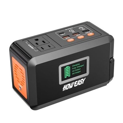  120W Portable Power Station, 88Wh Solar Generator, Lithium Orange and Black