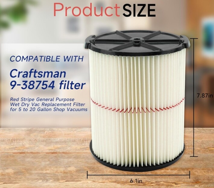 Replacement Cartridge Filter for Craftsman 938754 Wet Dry Vac Vacuum