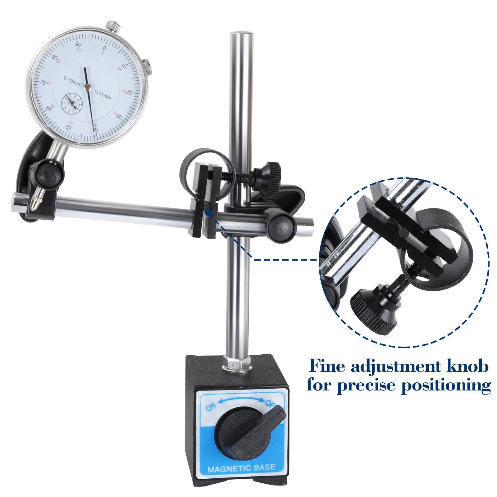Dial Indicator with Magnetic Base Indicator Point Set 0.001"Precision Gauge Test