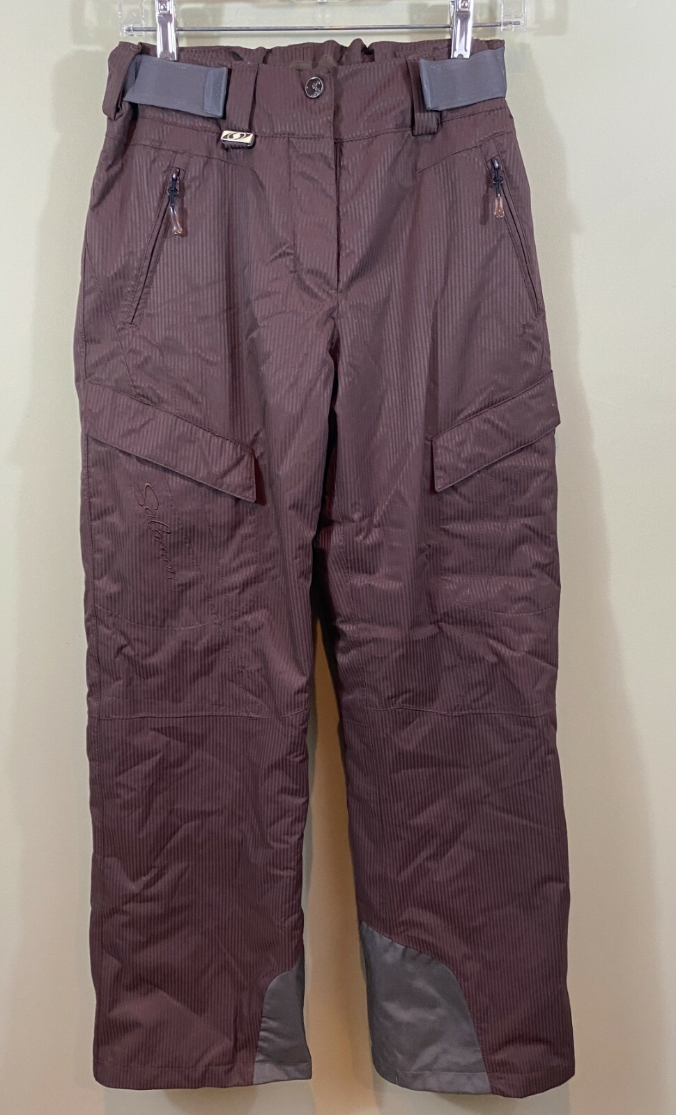 SALOMON Pantaloni da neve pull on da donna marroni impermeabili sci da snowboard taglia 10
