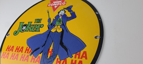Vintage Conoco Gasoline Porcelain Sign - Joker Batman N-Tane Comic Gas Pump Sign - Picture 8 of 14