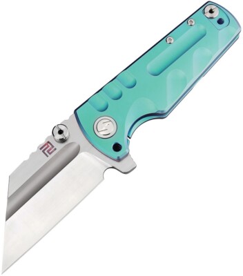 Artisan Fulcrum Frame Lock Knife Green Ti Handle Plain S35VN Edge ATZ-1820G-GNS