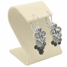 Beige Linen Curved Jewelry Earring Display Stand Holder Organizer ~ 2 Styles